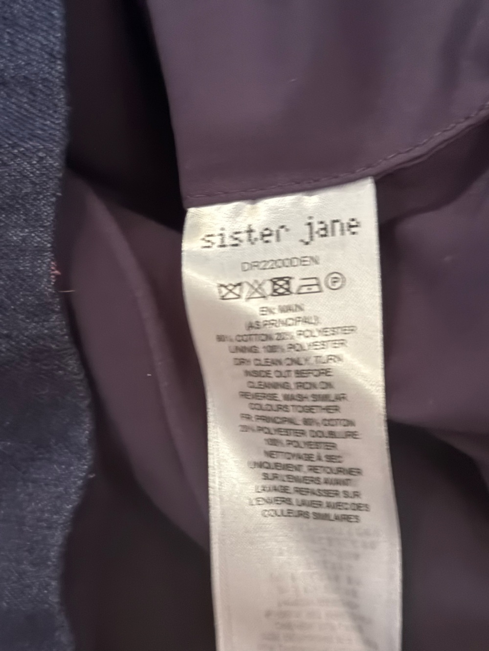 Sister Jane Navy Denim Cottage Core Babydoll Dress Sz XL - Picture 7 of 11